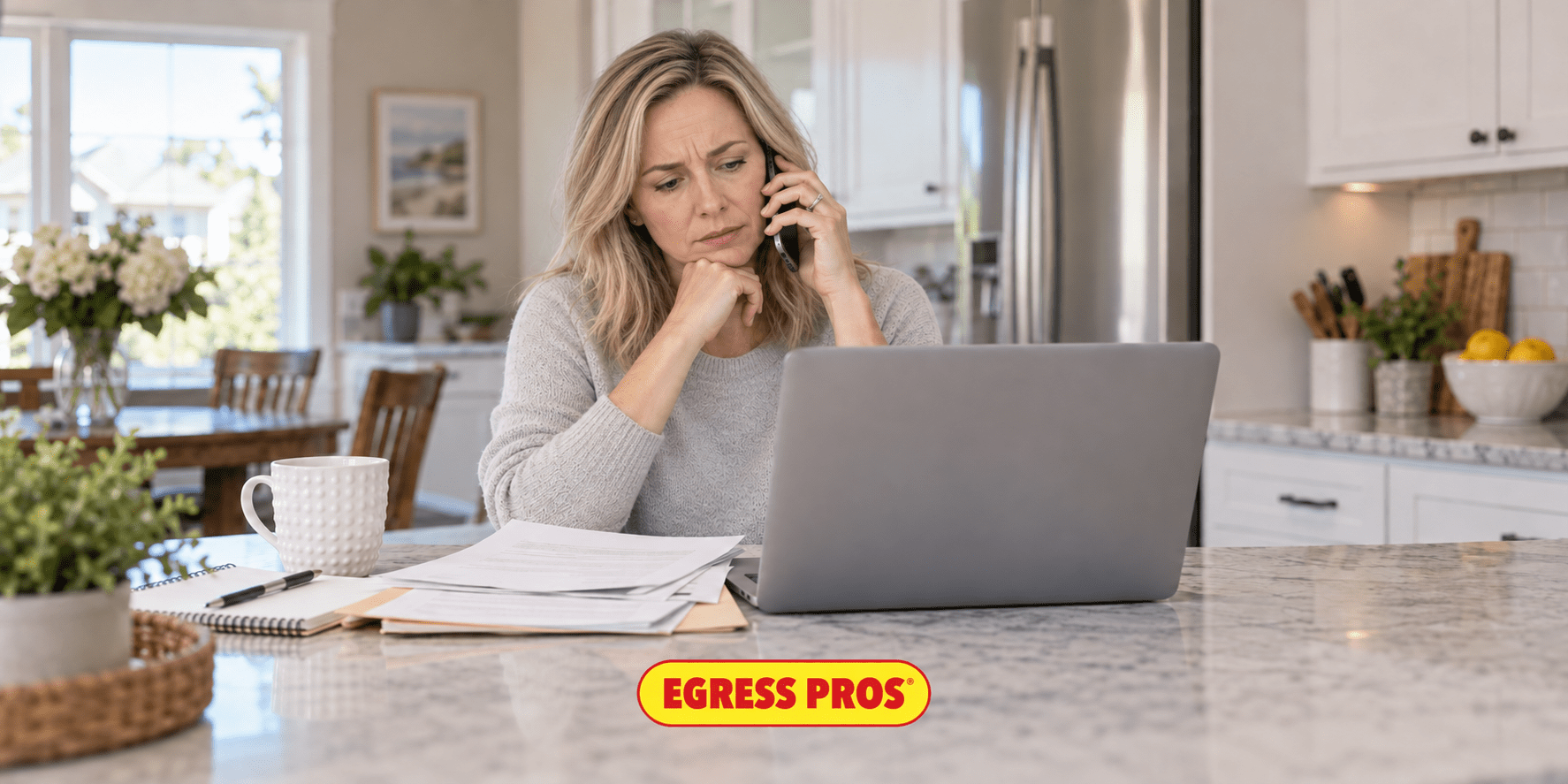 woman calling contractor